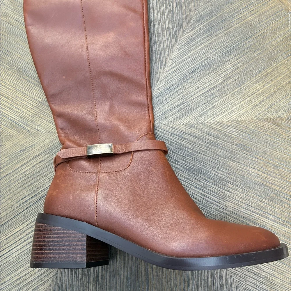 NWOT LINEA PAOLO Kamile Knee-High Riding Boots In Cognac Size 7